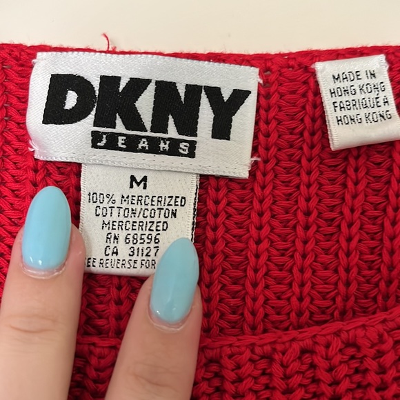 DKNY Red Knit Sweater - Picture 2 of 3